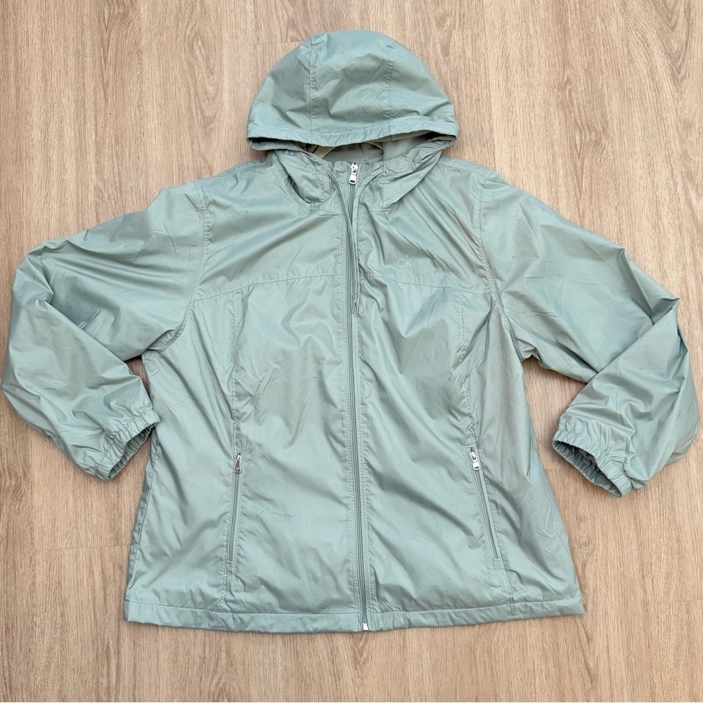 Used Calvin Klein Ladies' Fleece Lined Windbreaker Hooded Rain Jacket Size XXL
